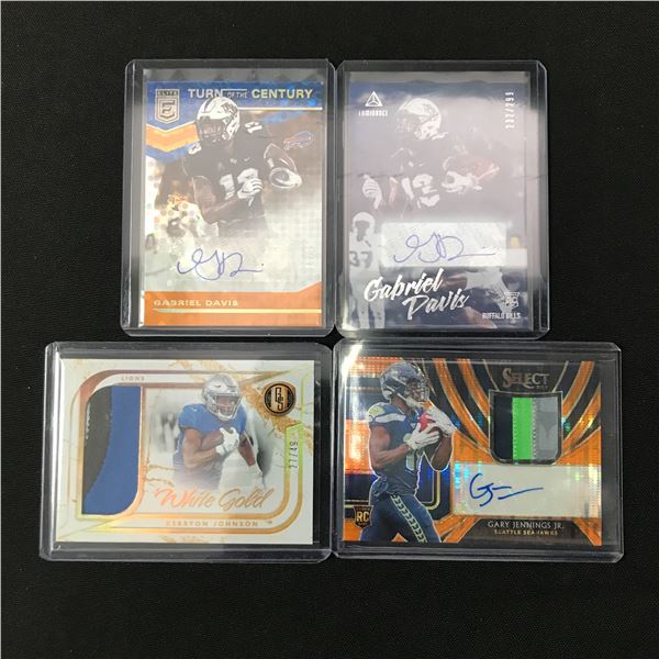 LOT OF 4 FOOTBALL TRADING CARDS - INCLUDING 3 SIGNED