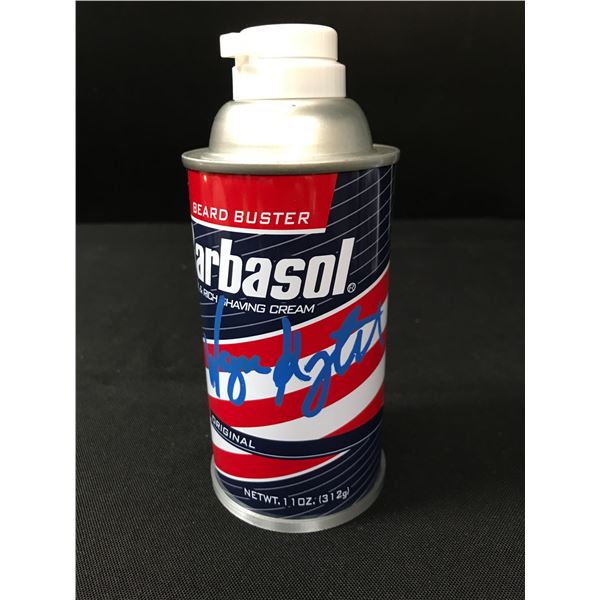 WAYNE KNIGHT SIGNED JURASSIC PARK PROP  BARBASOL SHAVING CAN - KB COA