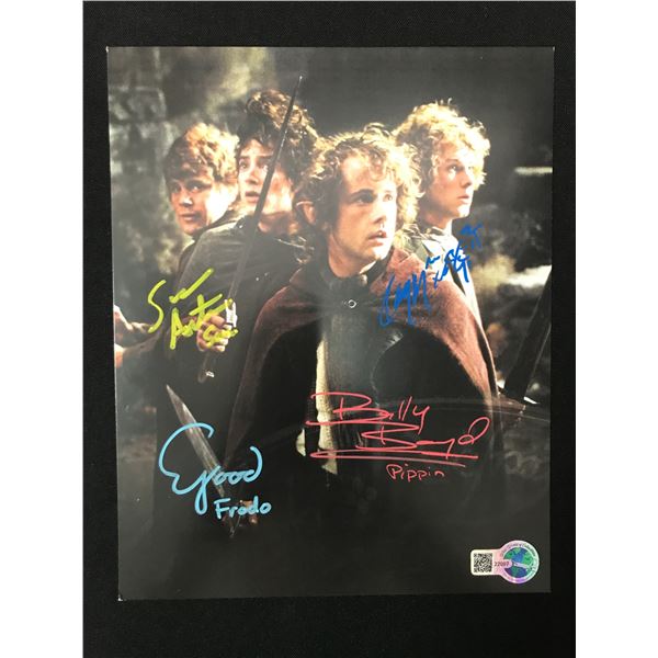 QUAD SIGNED LORD OF THE RINGS 8X10 - ASTIN, WOOD, BOYD AND MONAGHAN - WWOC COA
