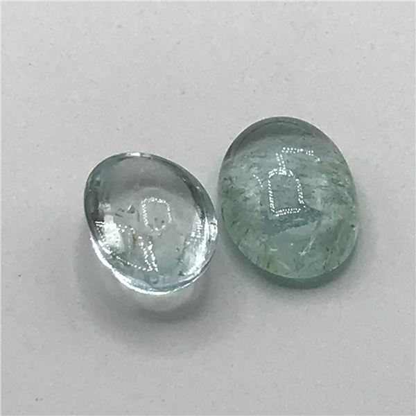 PAIR OF OVAL AQUAMARINES 18.17CT GREENISH-BLUE - UH GEM SERVICES APPRAISED RETAIL VALUE $15,150