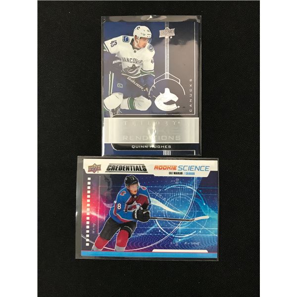CALE MAKAR AND QUINN HUGHES ROOKIE CARD LOT