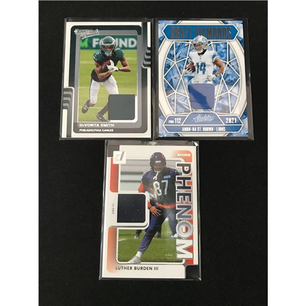 LOT OF 3 FOOTBALL PATCH TRADING CARDS