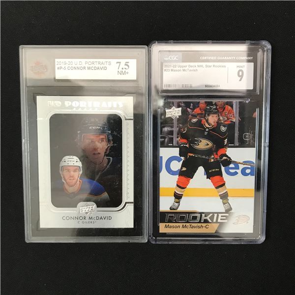 LOT OF 2 UPPER DECK GRADED HOCKEY TRADING CARDS