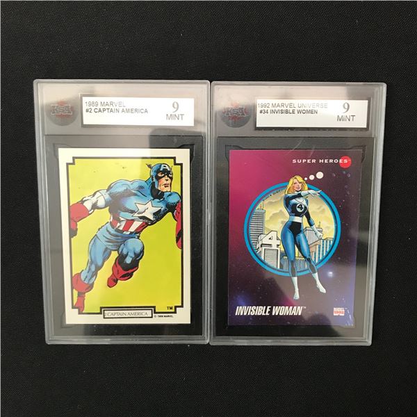 LOT OF 2 SUPERHERO GRADED TRADING CARDS - KSA 9
