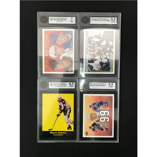 LOT OF 4 WAYNE GRETZKY GRADED TRADING CARDS - KSA
