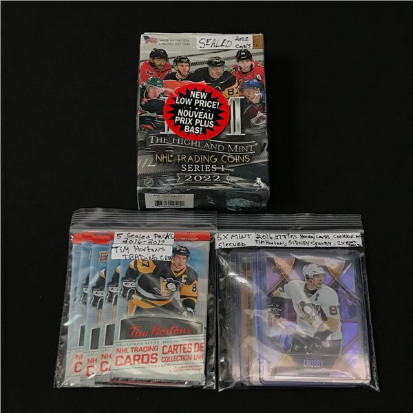 LOT OF HOCKEY CARDS, PACKS AND 1 SEALED BOX