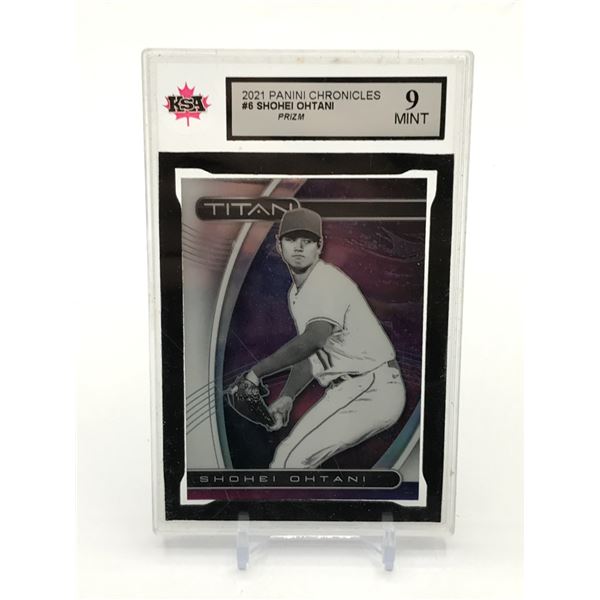 2021 PANINI CHRONICLES SHOHEI OHTANI PRIZM TRADING CARD - KSA GRADE 9
