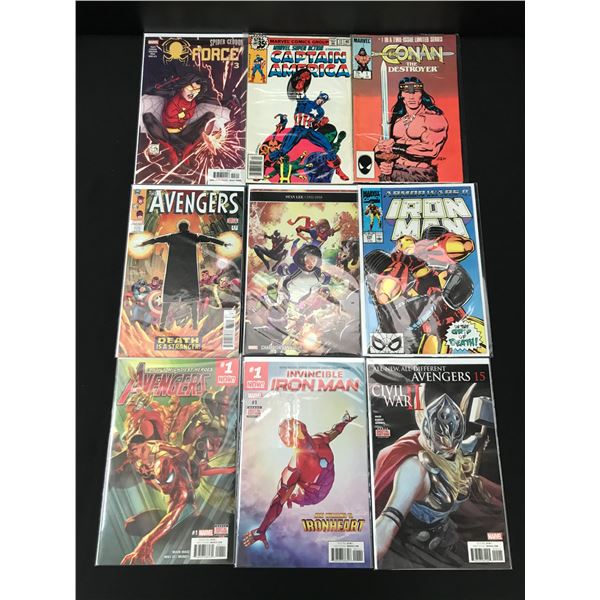 LOT OF 9 MIXED TITLE COMICS - MARVEL COMICS