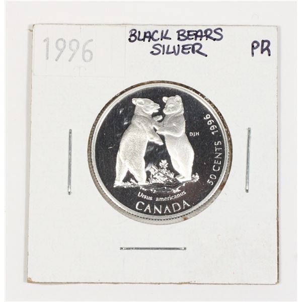 1996 1/4 OZ CANADA BLACK BEAR CUBS-50 CENT SILVER
