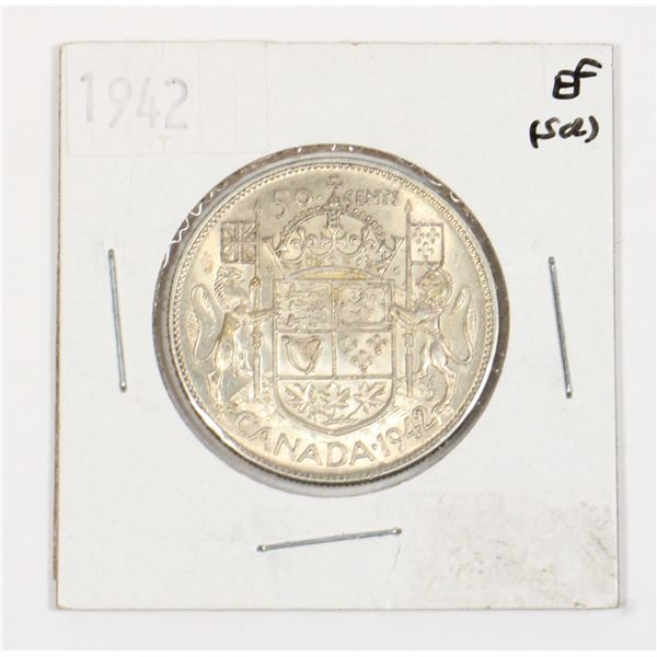 1942 CANADA HALF DOLLAR SILVER COIN