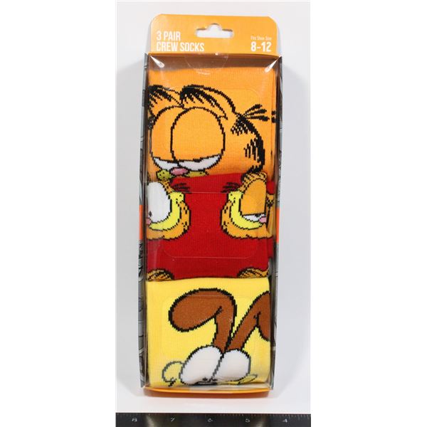 NEW GARFIELD 3 PAIR PACK ADULT SIZE SOCKS