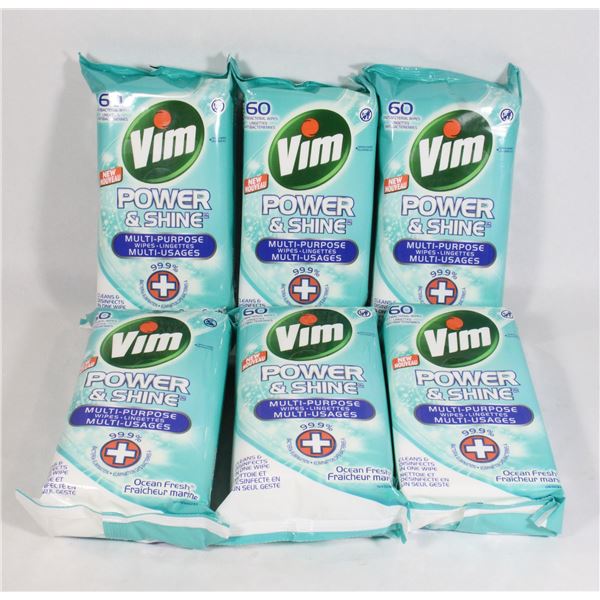 (6x60PK) VIM POWER AND SHINE DISINFECTANT WIPES