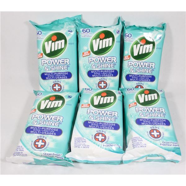 (6x60PK) VIM POWER AND SHINE DISINFECTANT WIPES