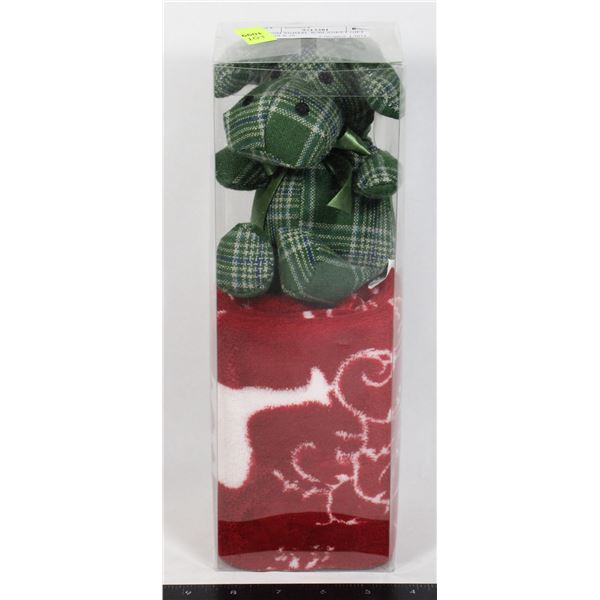 PLUSH ANIMAL W/BLANKET GIFT SET 39 X 29