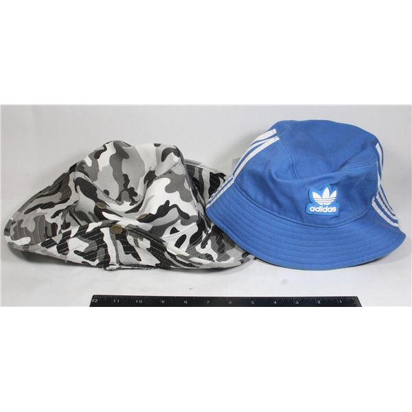 LOT OF 2 BUCKET HATS, ONE IS ADIDAS