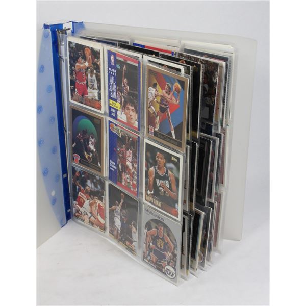BINDER WITH 13 PAGES OF VINTAGE BASKETBALL CARDS