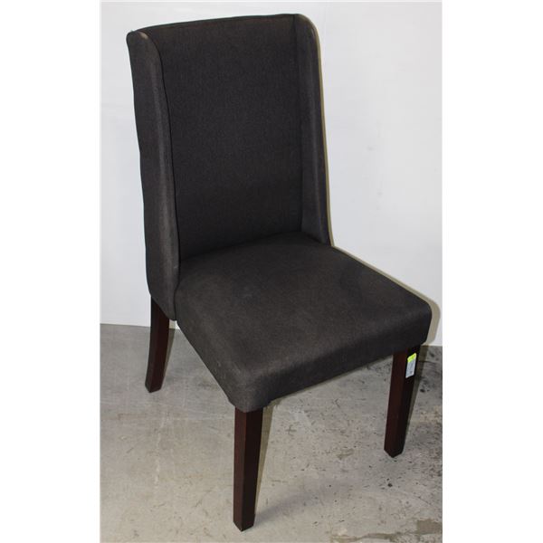 DARK FABRIC CHAIR WITH WOOD LEGS