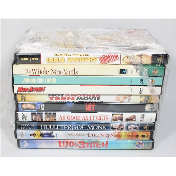 LOT OF 10 DVDS INCLUDING LILO & STITCH AS GOOD AS