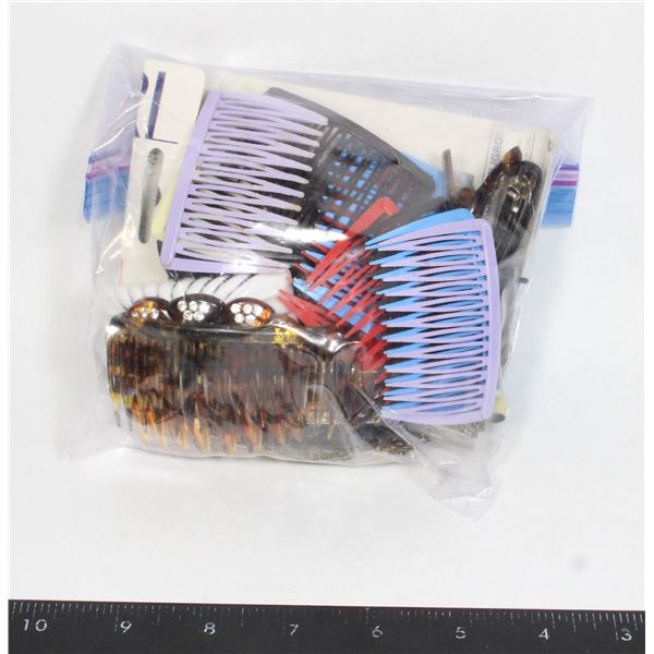 BAG OF PLASTIC HAIR HOLDERS