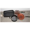 Image 1 : POT WITH GLASS LID, BAKING PAN, TWO COOKING PANS