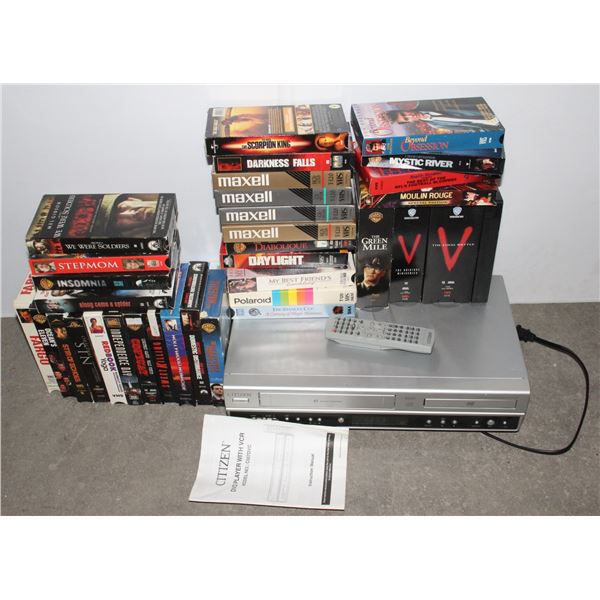 CITIZEN VHS/ DVD COMBO PLAYER WITH REMOTE