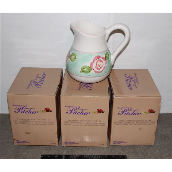 LOT OF 4 HAND PAINTED PITCHERS