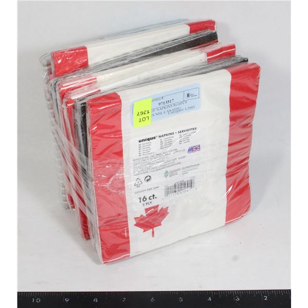 BUNDLE OF NAPKINS 8x16PCS (INCLUDES NHL/CANADA)