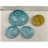 Image 2 : Hazel Atlas Capri Blue Bowls and Anchor Hocking Fairfield Amber Relish Dish