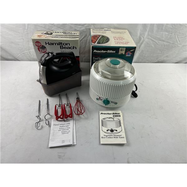 Hamilton Beach Hand Mixer and Proctor Silex Food Steamer/Rice Cooker