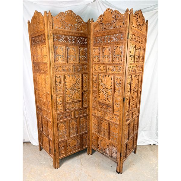elegantly Carved Wooden Room Divider