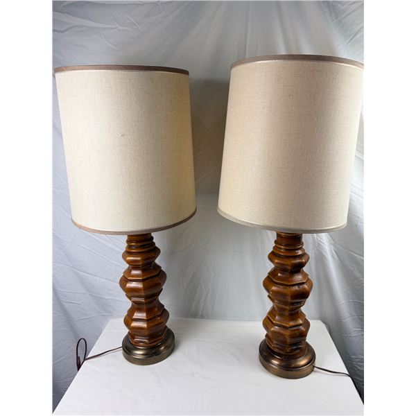 Pair of Wooden Table Lamps