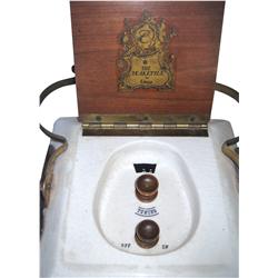 Clock & radio (2), automated ship wheel clock-sailor steers a wooden ship wheel inside clock & unusu