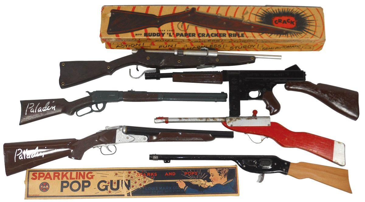 Toy cap guns & rifles (7), includes 2 Paladin, Shooting Sam cap gun ...