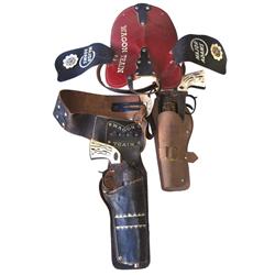 Wagon train toy lot: includes 1 Wagon Train Major Adams saddle, 2 Wagon Train single holster belts &