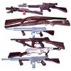 Image 1 : Toy guns (8), includes long range Tommy Gun by Kusan, 2 Tommy Guns by Marx, Invader combination gun 