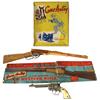 Image 1 : Gene Autry lot of 3: includes Flying A Ranch 50 Shot repeating rifle in orig box, 26.5"L, rifle in E
