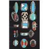 Image 1 : Jewelry, (15) rings w/turquoise, onyx & mother-of-pearl stones, all different styles & sizes, a grea