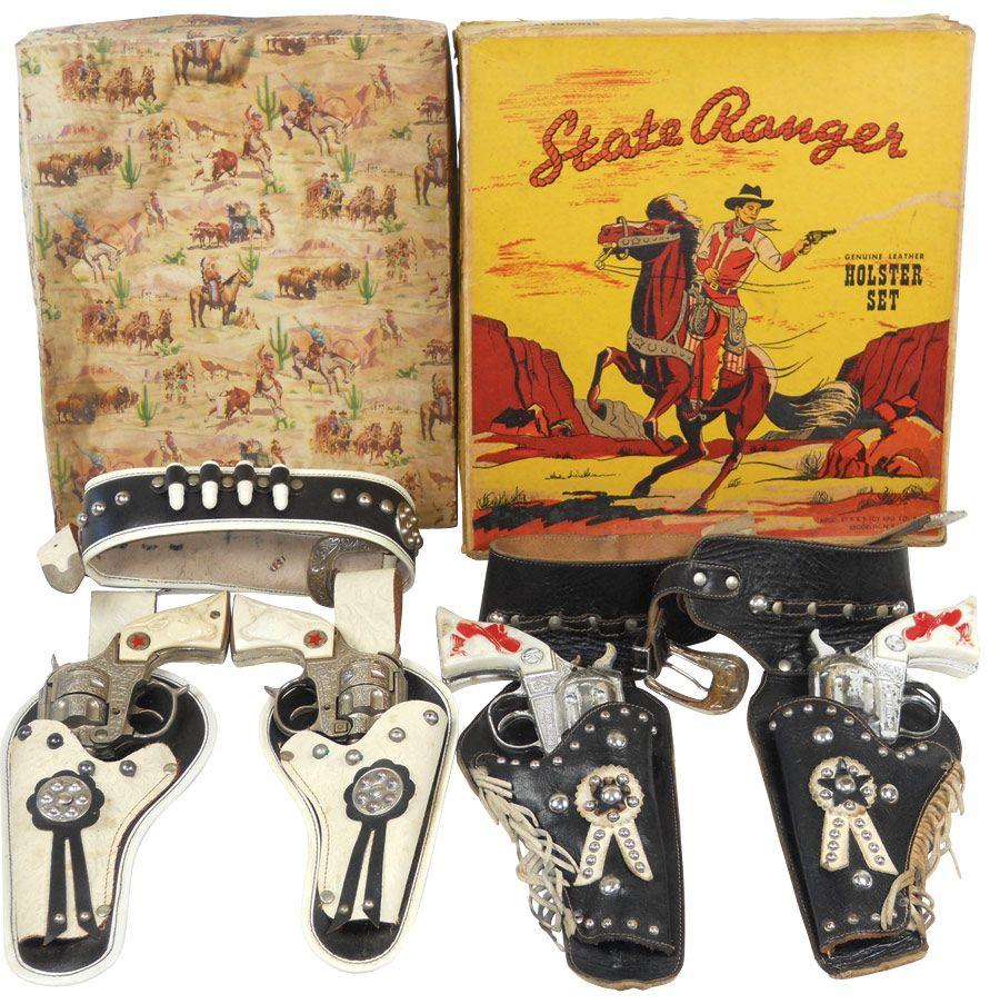 Toy cap guns & holsters in boxes, 2 Hubley Texas Jr. cap guns in ...