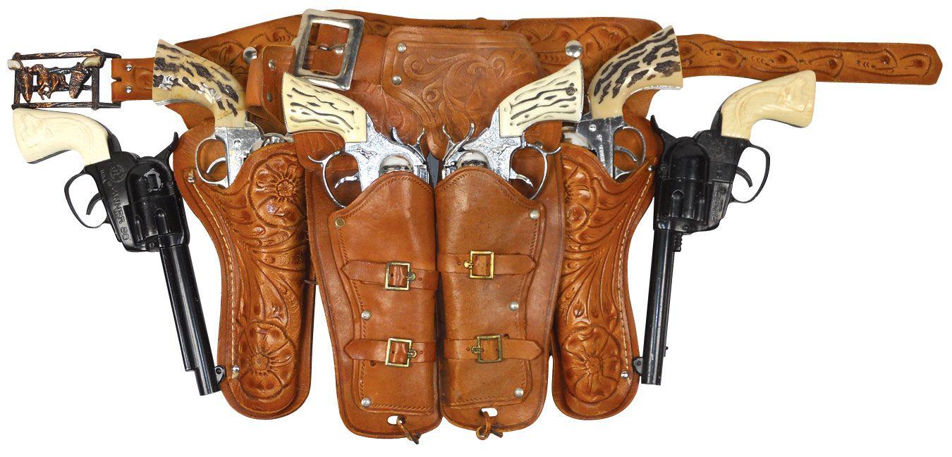 Cap Gun Front Cap guns & holsters, 2 Mattel Fanner 50 black cap guns, 2 look-alike ...