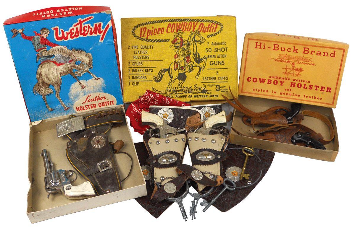 Toy cap guns & holsters, Western Leather Holster Outfit in box, Rich