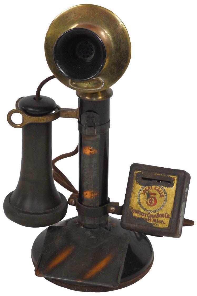 Coin Box Call Candlestick pay telephone w/Courtesy Coin Box Co. coin box, Local calls ...