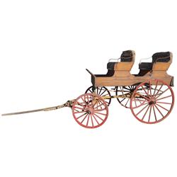 Family buggy w/2 seats, unknown maker, natural oak, early 1900's, VG cond.