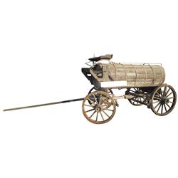 Water wagon w/wood tank, International, c.1915, has seat, from Ed's OK Corral Museum-Chino Valley, A