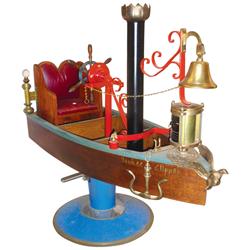 Child's barber chair, Yankee Clipper…a "trim" ship, Barber's Point, CA, on hydraulic base, very unus