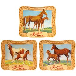 Becker's Beer-Ogden, UT, 3 diecut 3-D NOS cdbd signs in orig shipping flat, by artist Charles Hargen