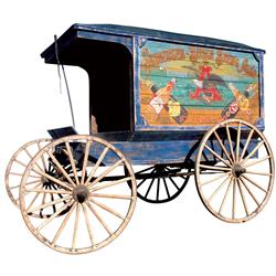 Anheuser-Busch Brewing Assoc.-St. Louis, MO, wooden horse-drawn delivery chuck wagon, colorful hand-