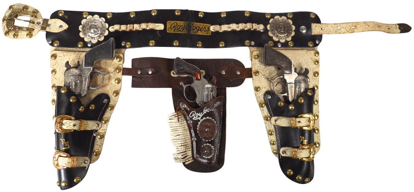 Roy Rogers cap guns & holsters, single RR leather holster w/RR gun (no