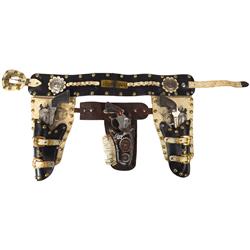 Roy Rogers cap guns & holsters, single RR leather holster w/RR gun (no trigger) & RR double holster 