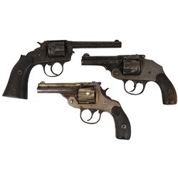 Revolvers (3), Iver Johnson, 38 cal, 5 shot, mottled finish, hard rubber grips, double action, 3 1/4