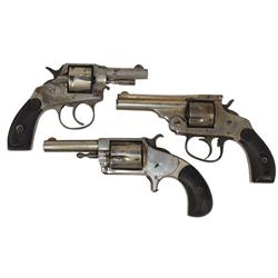 Revolvers (3), Harrington and Richardson 22 cal, 7 shot, nickel-plated double action, hard rubber gr